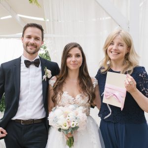 Paola Minussi with newlyweds Giulia and Livio.